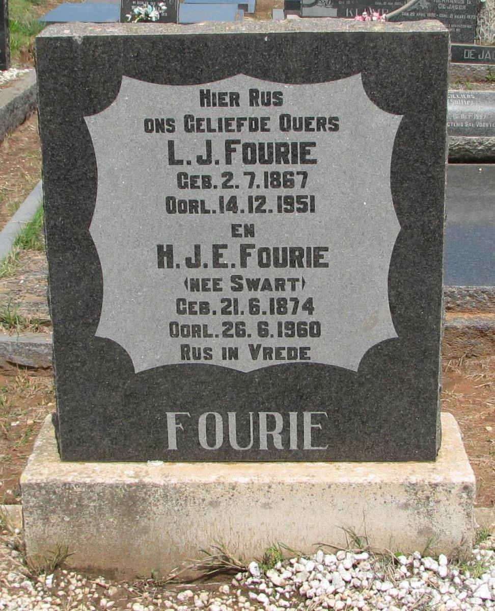FOURIE L.J. 1867-1951 &amp; H.J.E. SWART 1874-1960