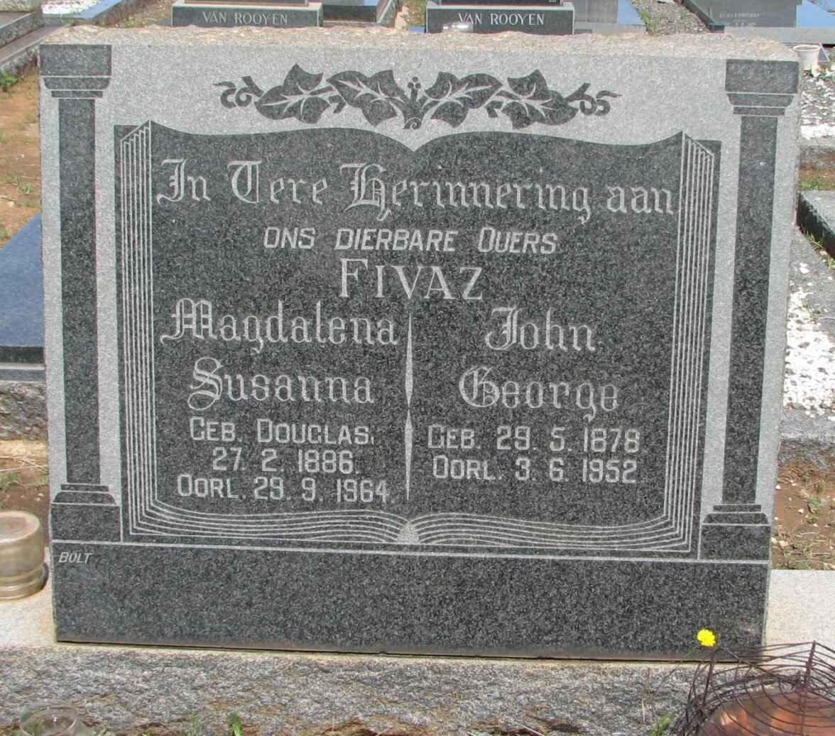 FIVAZ John George 1878-1952 &amp; Magdalena Susanna DOUGLAS 1886-1964