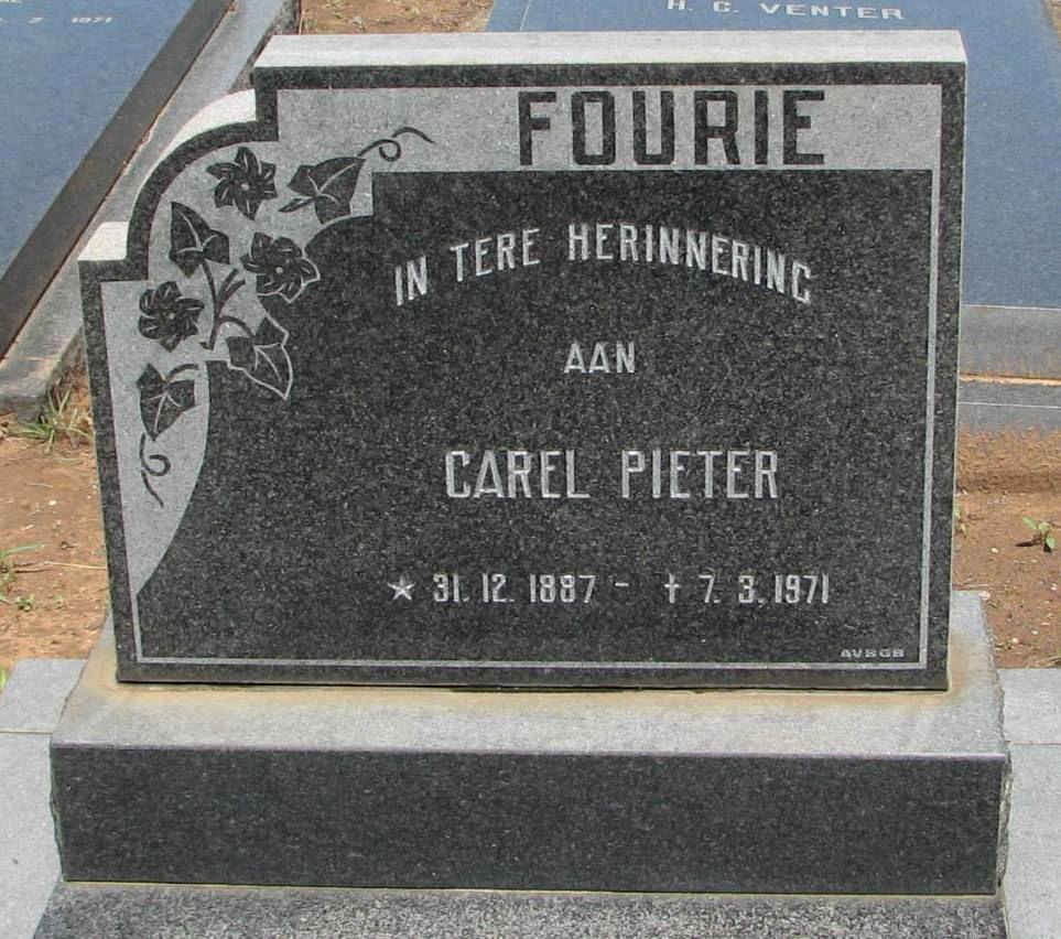 FOURIE Carel Pieter 1887-1971