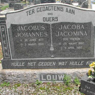 LOUW Jacobus Johannes 1877-1959 &amp; Jacoba Jacomina THERON 1882-1962 :: TAT Erica 1978-2009