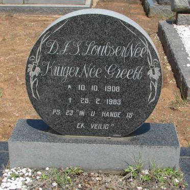 LOUBSER D.J.S. nee KRÜGER nee GREEFF 1908-1983