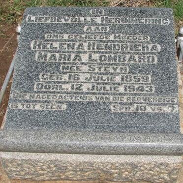 LOMBARD Helena Hendrieka Maria nee STEYN 1859-1943