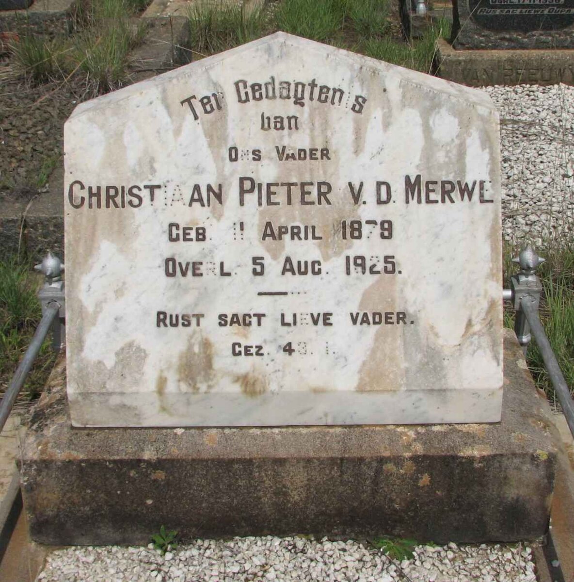 MERWE Christiaan Pieter, v.d. 1879-1925
