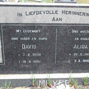 MEYER David 1908-1981 &amp; Alida 1912-1992
