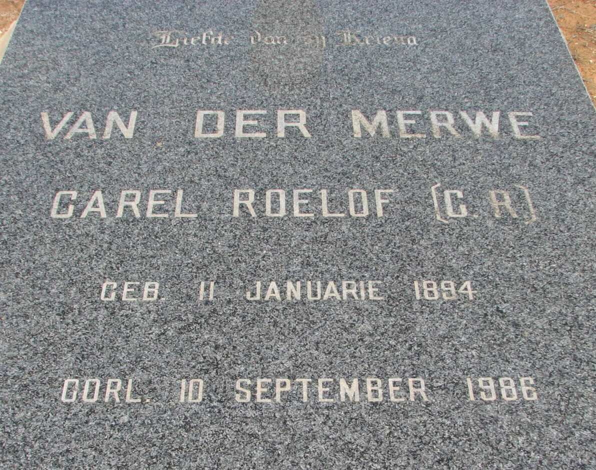MERWE Carel Roelof, van der 1894-1986