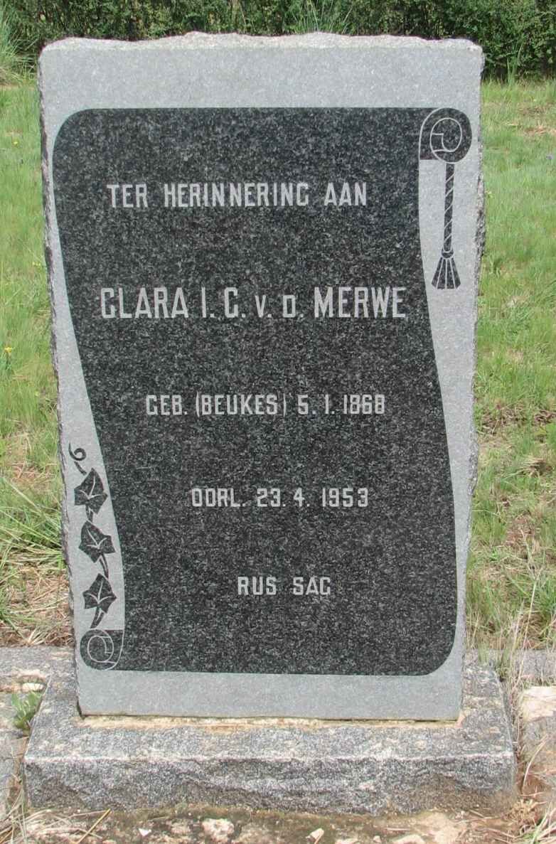 MERWE Clara I.G., v.d. nee BEUKES 1868-1953