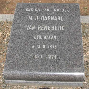 RENSBURG M.J. Barnard, van nee MALAN 1875-1974