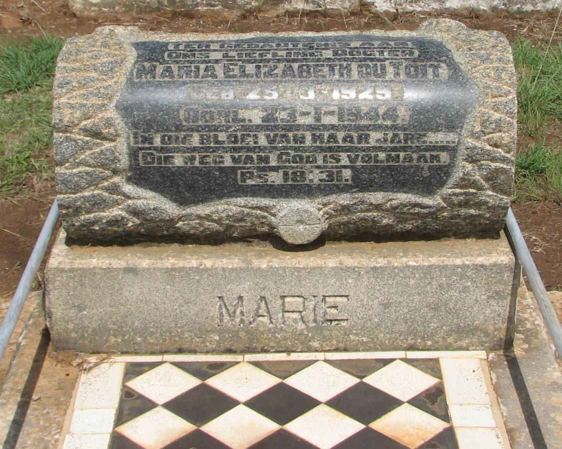 TOIT Maria Elizabeth, du 1929-1944