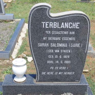 TERBLANCHE Sarah Salomina nee VAN STADEN 1928-1980