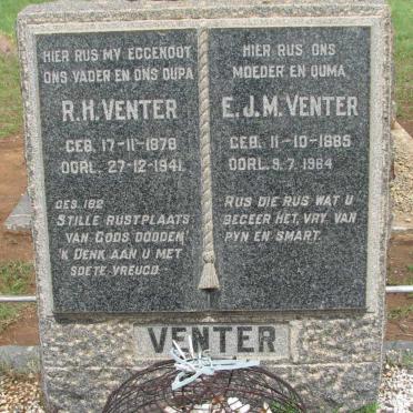 VENTER R.H. 1878-1941 &amp; E.J.M. 1885-1964