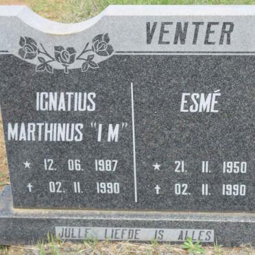 VENTER Ignatius Marthinus 1987-1990 &amp; Esme 1950-1990