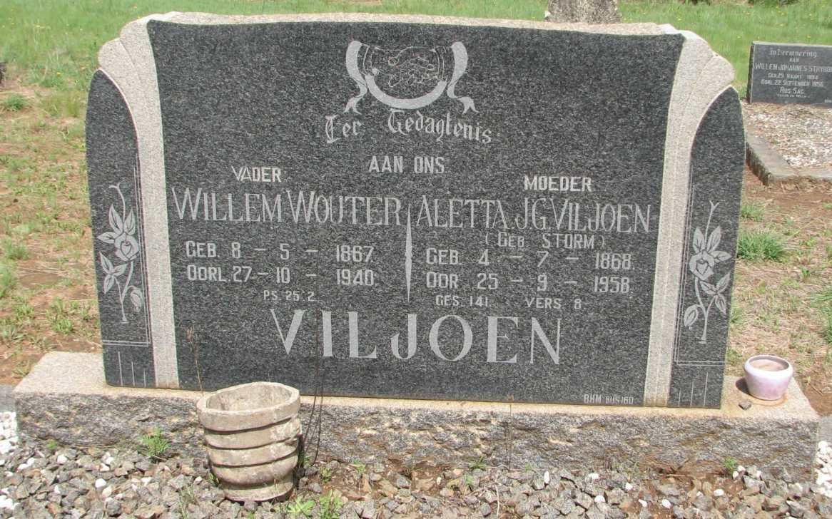 VILJOEN Willem Wouter 1867-1940 &amp; Aletta J.G. STORM 1868-1958