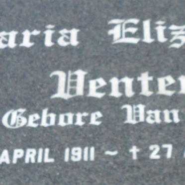 VENTER Maria Elizabeth nee VAN ZYL 1911-2002