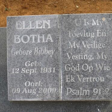 BOTHA Ellen nee BIBBEY 1931-2009