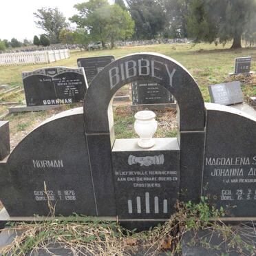 BIBBEY Norman 1876-1966 & Magdalena Salomina Johanna Alette J. VAN RENSBURG 1889-1966