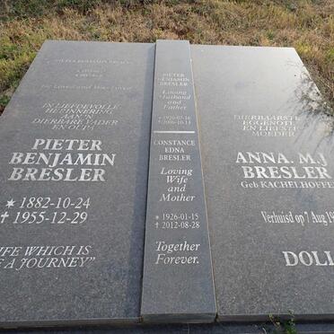 BRESLER Pieter Benjamin 1882-1955 & Anna M.J. KACHELHOFFER -1934 :: BRESLER Pieter Benjamin 1920-2006 & Constance Edna 1926-2012 :: BRESLER Pieter Benjamin 1953-2017