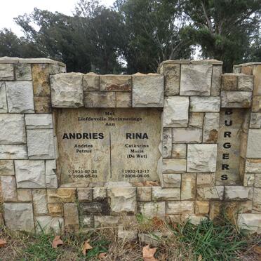 BURGERS Andries Petrus 1931-2008 & Catharina Maria DE WET 1932-2008