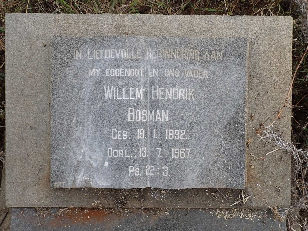 BOSMAN Willem Hendrik 1892-1967