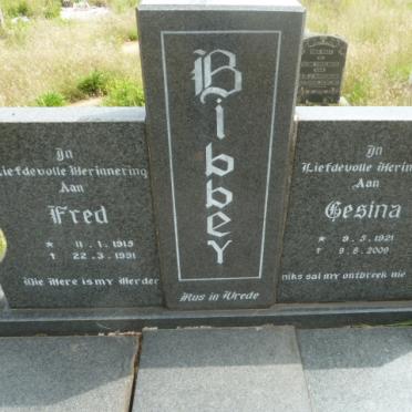 BIBBEY Fred 1915-1991 &amp; Gesina 1921-2009