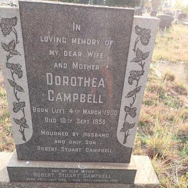 CAMPBELL Robert Stuart 1890-1965 & Dorothea LUYT 1900-1956