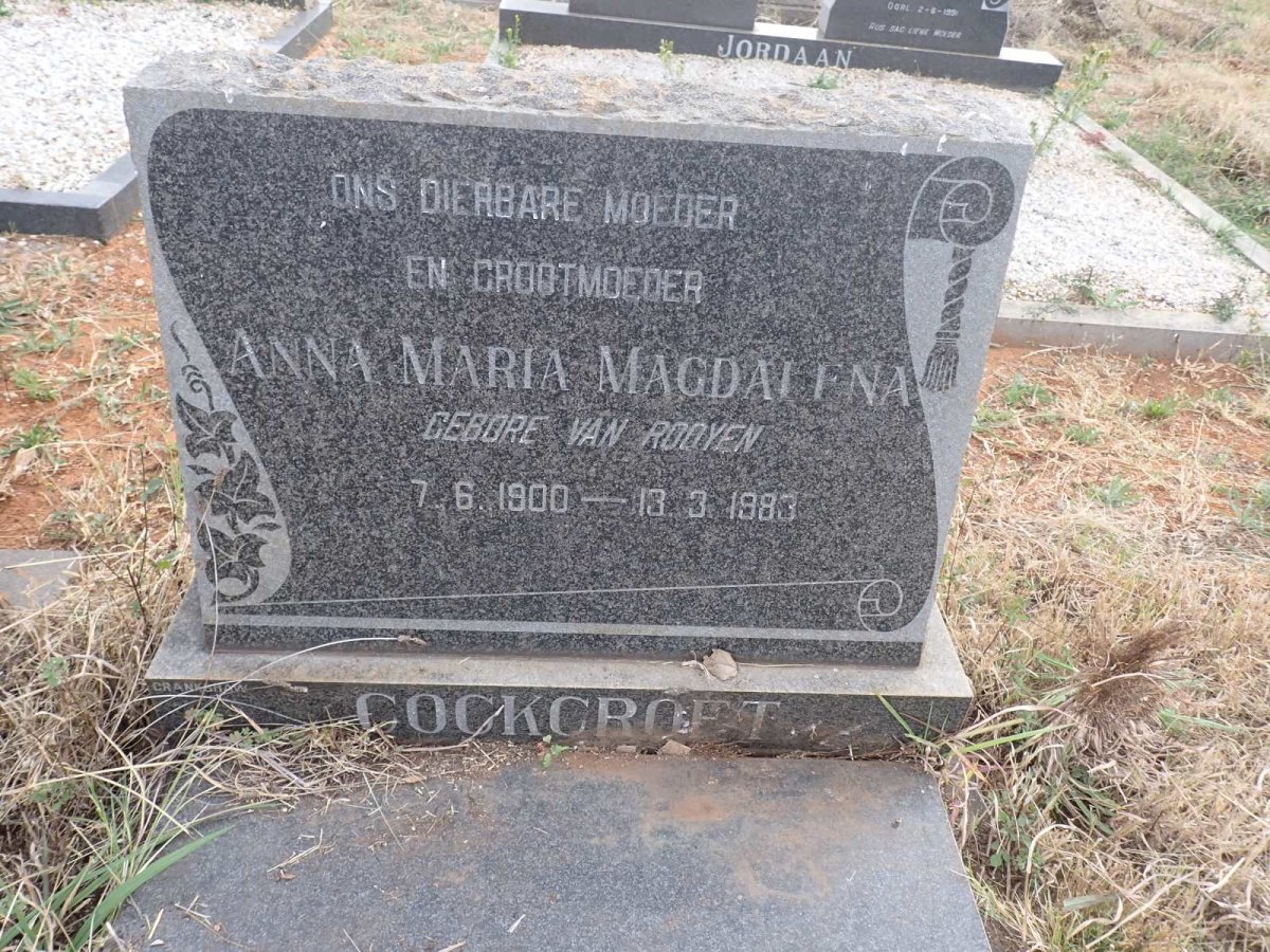 COCKCROFT Anna Maria Magdalena nee VAN ROOYEN 1900-1983