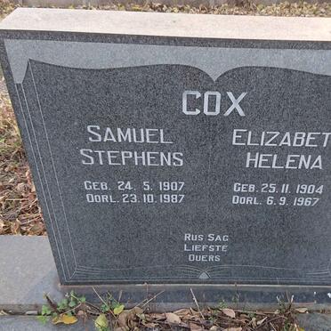 COX Samuel Stephens 1907-1987 & Elizabeth Helena 1904-1967