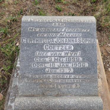 COETZER Gerthruida Johanna Sophia nee VAN WYK 1898-1936