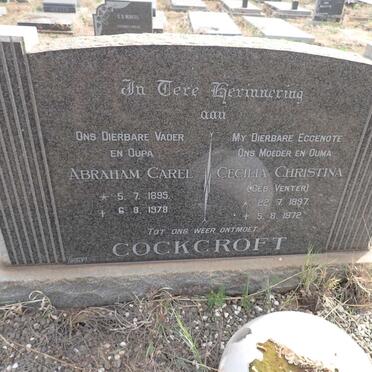 COCKCROFT Abraham Carel 1895-1978 & Cecilia Christina VENTER 1897-1972