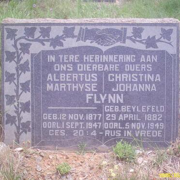 FLYNN Albertus Marthyse 1877-1947 &amp; Christina Johanna BEYLEFELD 1882-1949