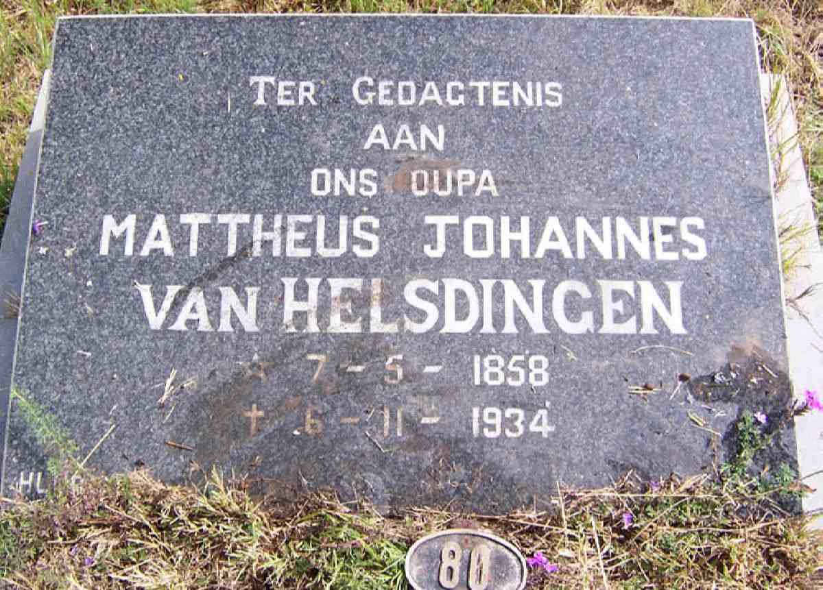 HELSDINGEN Mattheus Johannes, van 1858-1934