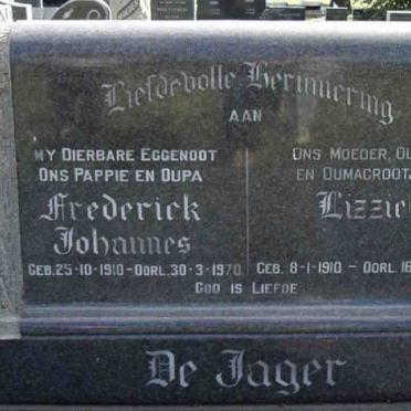 JAGER Frederick Johannes, de 1910-1970 &amp; Lizzie 1910-1989