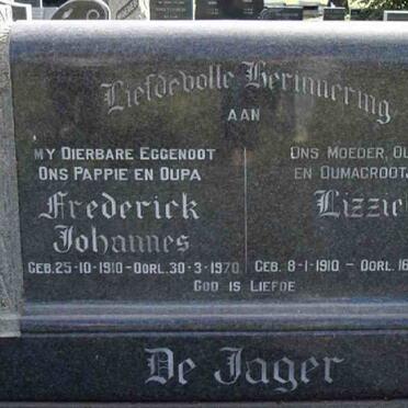 JAGER Frederick Johannes, de 1910-1970 &amp; Lizzie 1910-1989