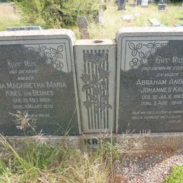 KRIEL Abraham Andries Johannes 1883-1948 &amp; Anna Magarietha Maria BEUKES 1889-1970