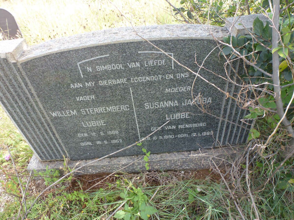 LUBBE Willem Sterremberg 1888-1957 &amp; Susanna Jacoba VAN RENSBURG 1890-1960