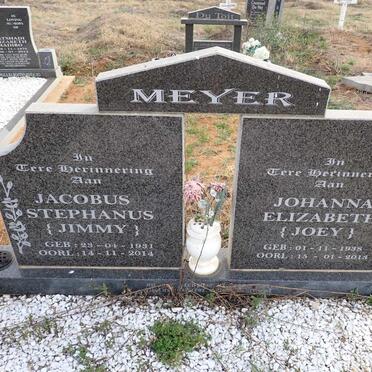 MEYER Jacobus Stephanus 1931-2014 & Johanna Elizabeth 1938-2013