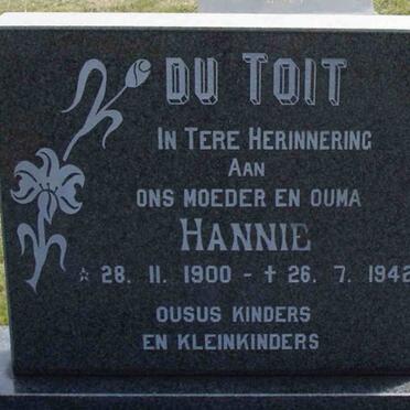 TOIT Hannie, du 1900-1942