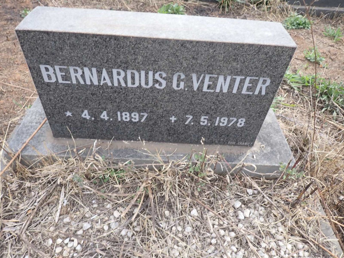 VENTER Bernardus G. 1897-1978