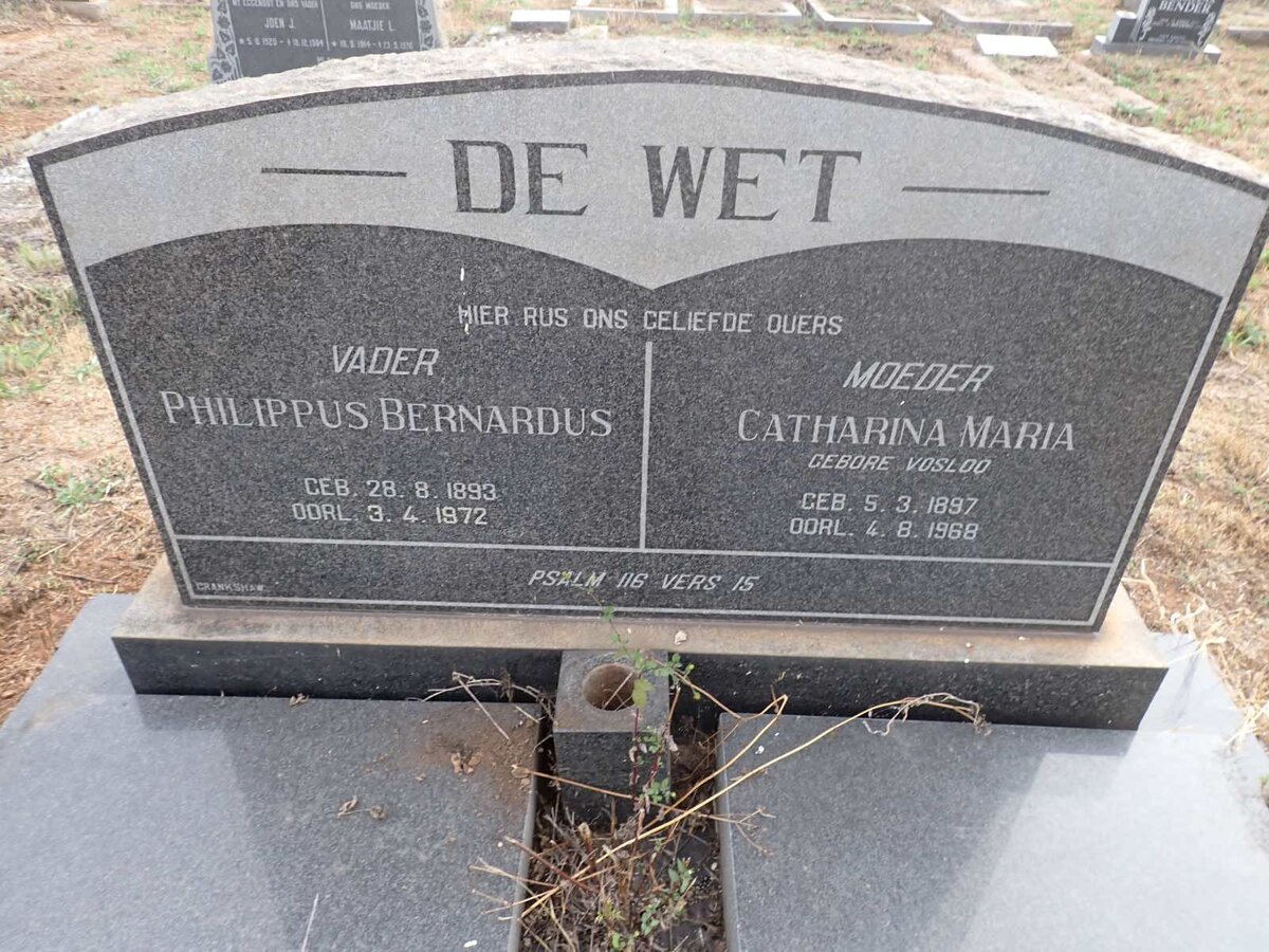 WET Philippus Bernardus 1893-1972 & Catharina Maria VOSLOO 1897-1968