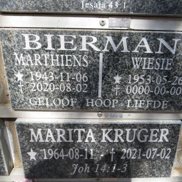 BIERMAN Marthiens 1943-2020 &amp; Wiesie 1953-