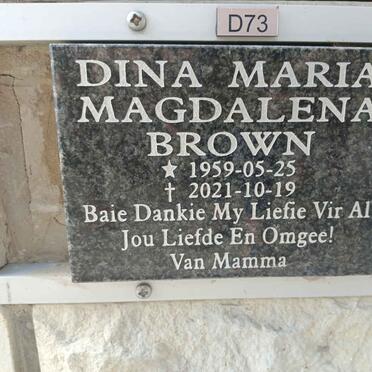 BROWN Dina Maria Magdalena 1959-2021
