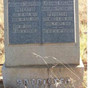 POTGIETER Johannes Theodorus 1847-1908 &amp; Johanna Susanna Wilhelmina Petronella MENTZ 1851-1941