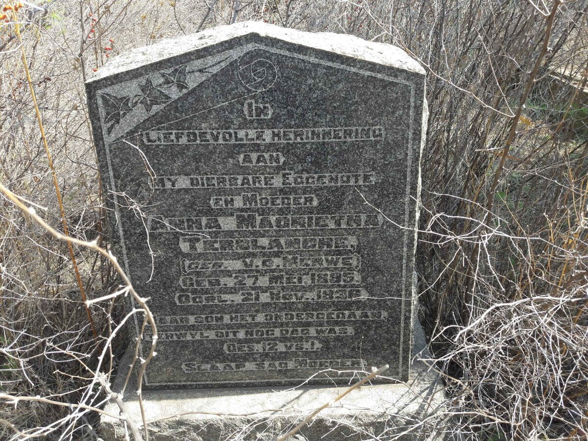 TERBLANCHE Anna Magrietha nee V.D. MERWE 1895-1936