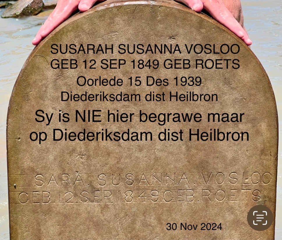 VOSLOO Sara Susanna nee ROETS 1849-