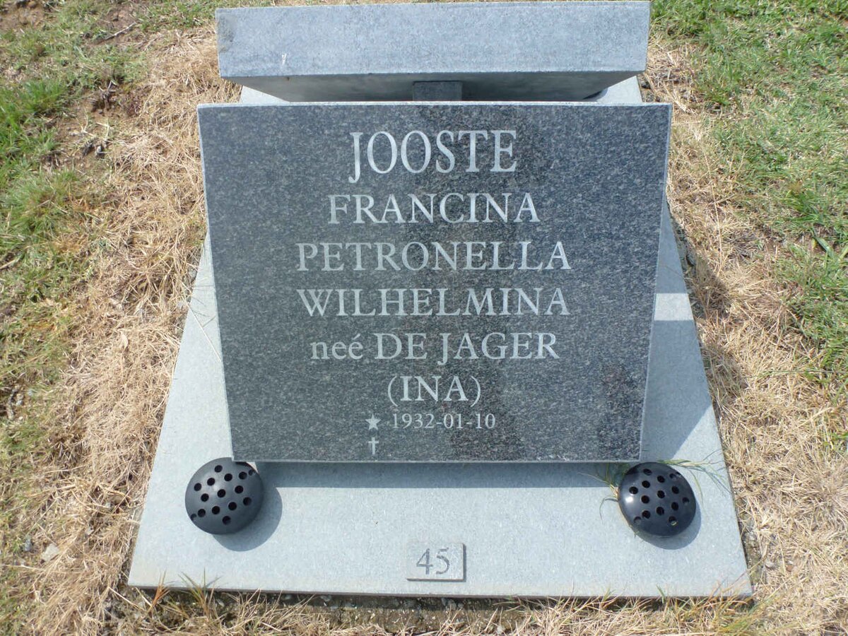 JOOSTE Francina Petronella Wilhelmina nee DE JAGER 1932-