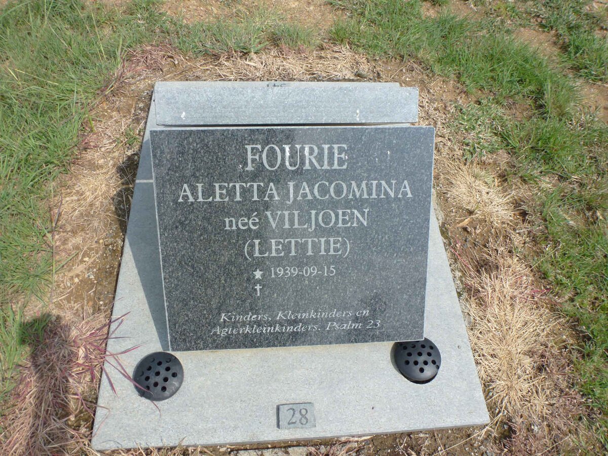 FOURIE Aletta Jacomina nee VILJOEN 1939-