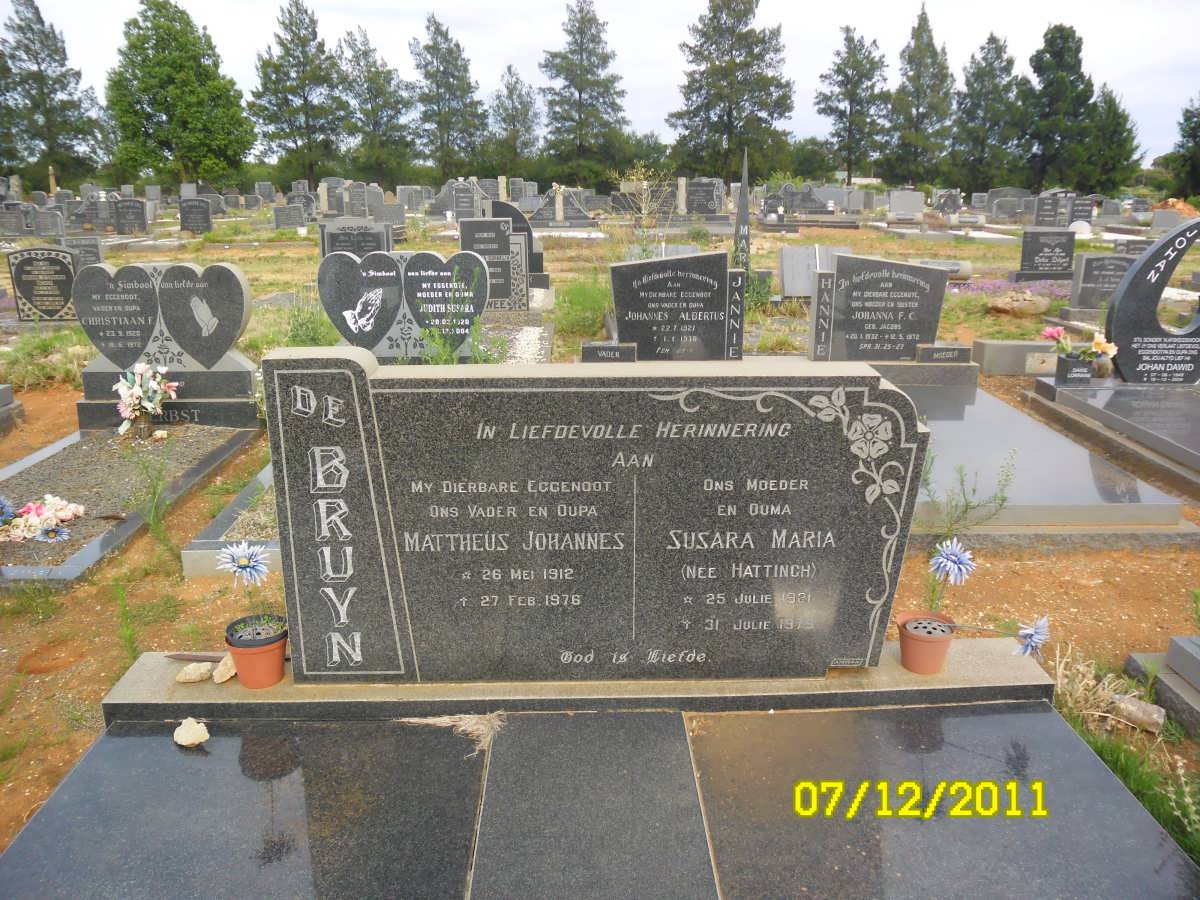 BRUYN Mattheus Johannes, de 1912-1976 &amp; Susara Maria HATTINGH 1921-1979