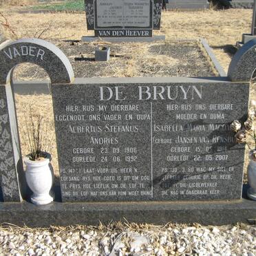 BRUYN Albertus Stefanus Andries, de 1906-1992 &amp; Isabella Maria Magdalena JANSEN VAN RENSBURG 1914-2007