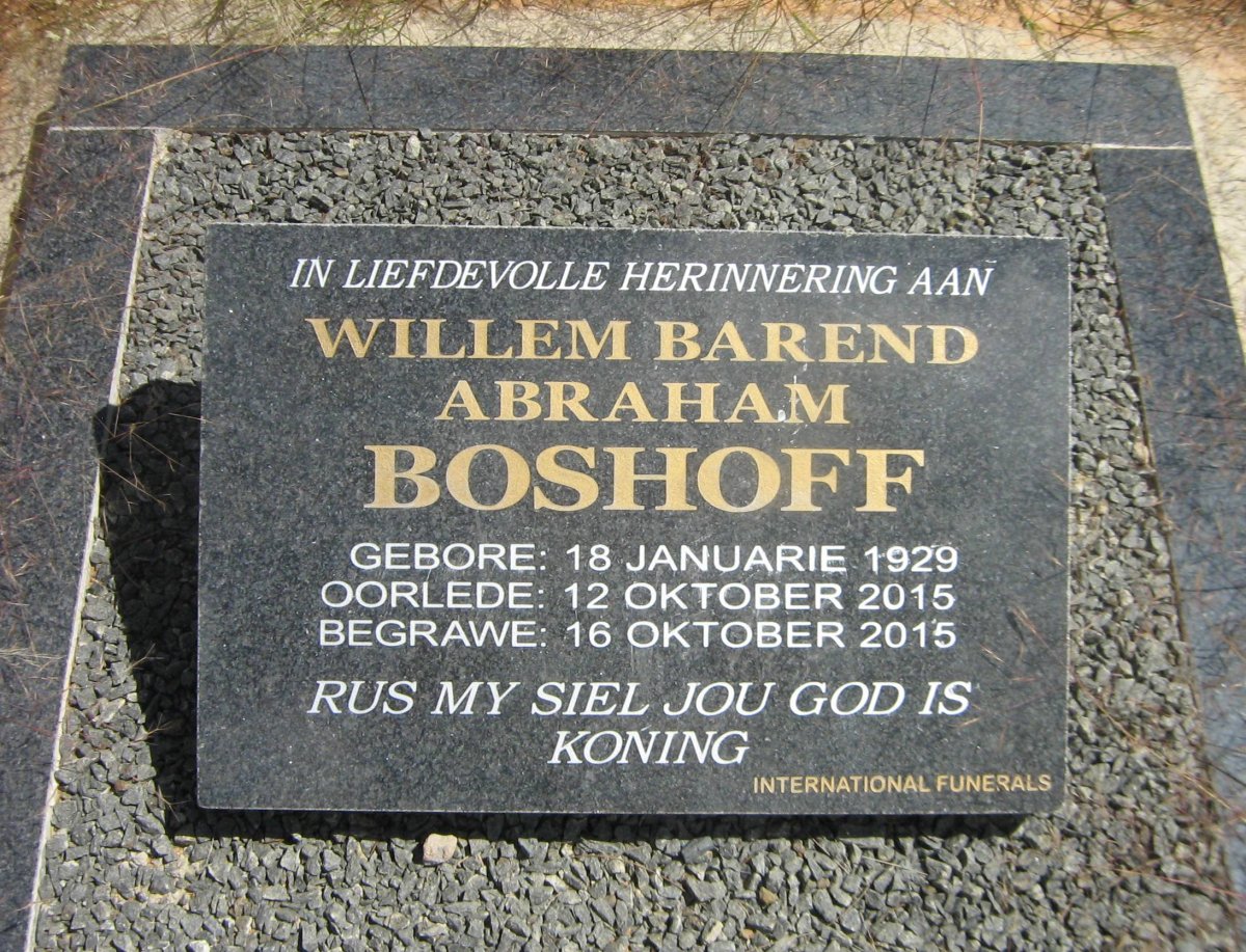 BOSHOFF Willem Barend Abraham 1929-2015