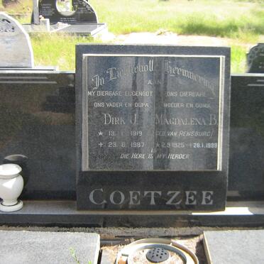 COETZEE Dirk J. 1919-1987 &amp; Magdalena B. VAN RENSBURG 1925-1999
