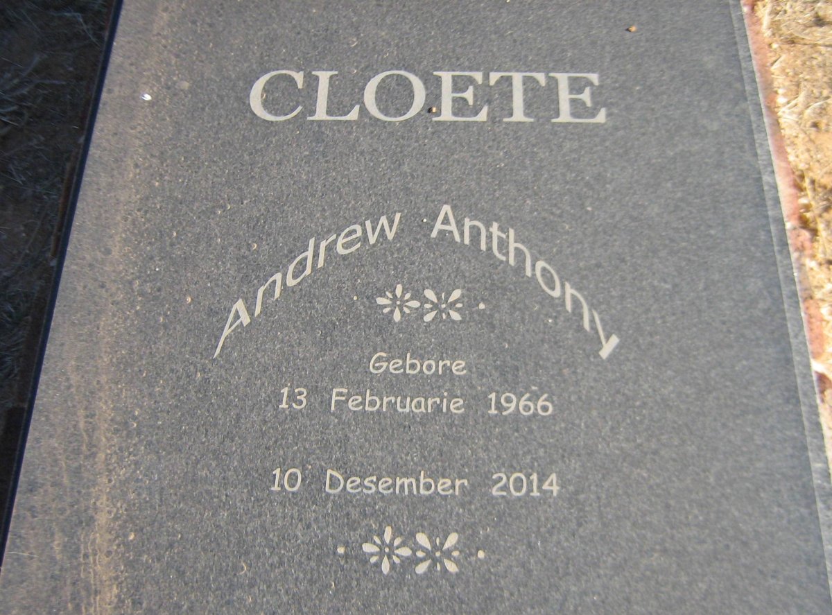 CLOETE Andrew Anthony 1966-2014